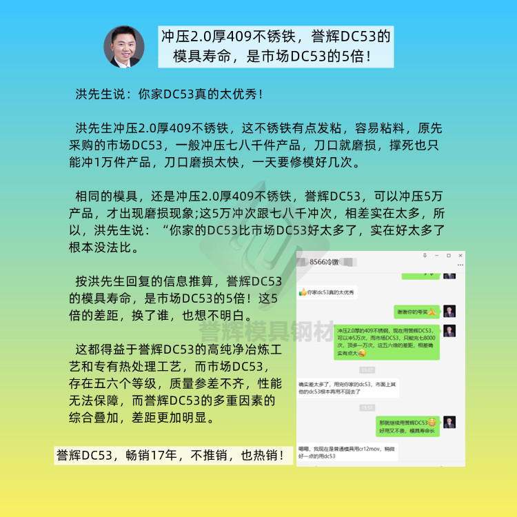 沖壓2.0厚409不銹鐵，譽輝DC53的模具壽命，是市場DC53的5倍！.jpg